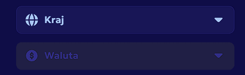 Wybierz kraj z listy, a następnie odpowiednią walutę do gry Wybierz kraj z listy, a następnie odpowiednią walutę do gry